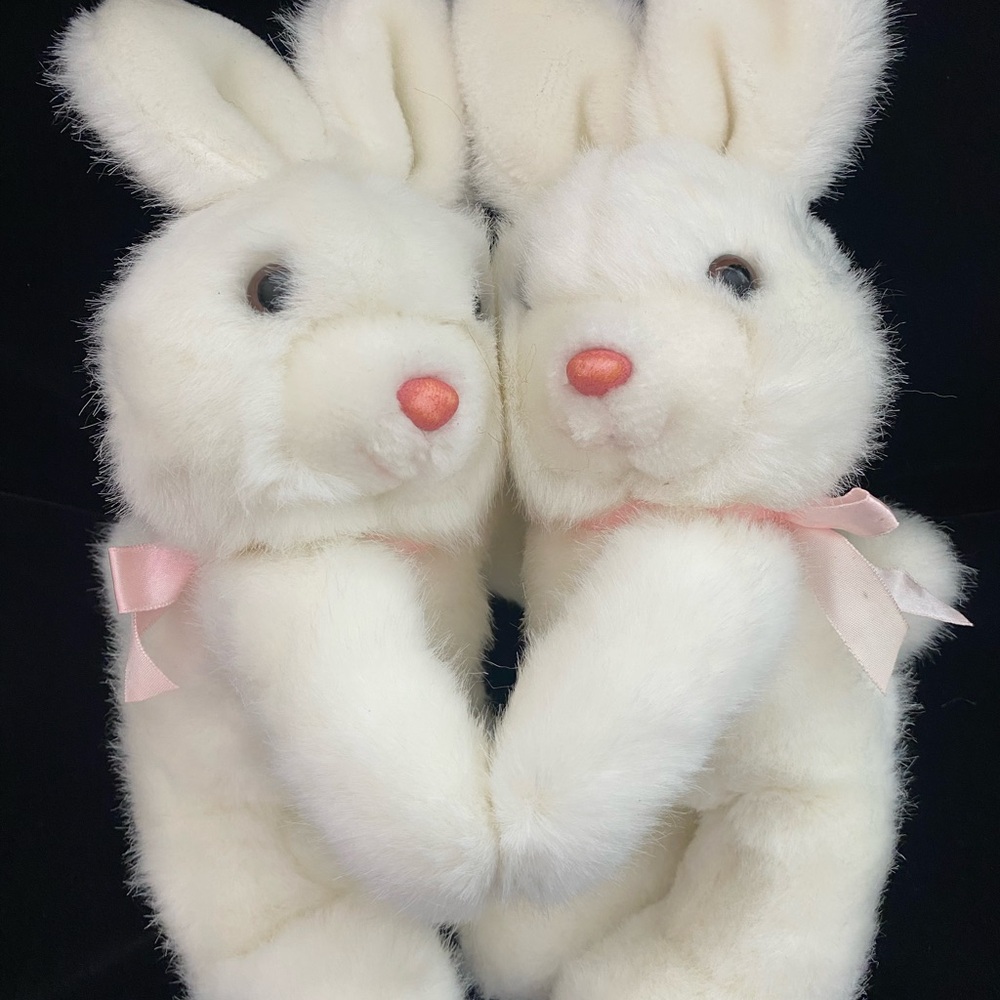Bunny Rabbit Plush Duo Vintage 1980’s Mervyns